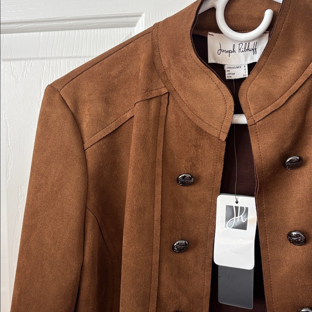 NWT Stunning Joseph Ribkoff Jacket-Suede Look Brown Cropped Jacket Sz4 - Picture 5 of 17